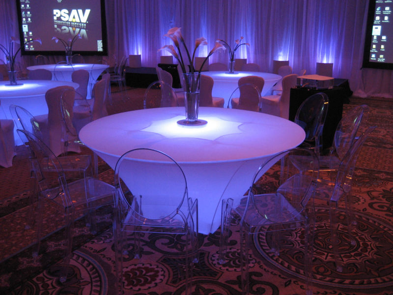 clear chairs ghost acrylic lighted tables LED